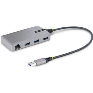 StarTech 3-Port USB Hub met Ethernet, 3x USB-A, Gigabit Ethernet (RJ-45), USB 3.0 5Gbps, Bus-Powered, 30cm Kabel, Compacte Laptop USB Hub Adapter met GbE, Micro USB Voeding