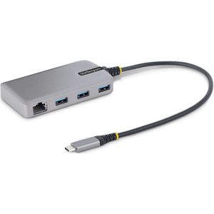 StarTech.com 3-Port USB-C Hub with Ethernet, 3x USB-A Ports, Gigabit Ethernet, USB 3.0 5Gbps, Bus-Powered, USB Type-C Hub wGbE and 1ft30cm Long Cable,