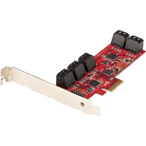 StarTech SATA PCIe Kaart, 10 Port PCIe SATA Uitbreidingskaart, 6Gbps, Low/Full Profile, Stacked SATA Connectors, ASM1062 Non-Raid, PCI Express naar SATA Converter/Adapter