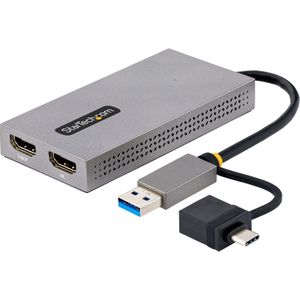 StarTech com 107B-USB-HDMI, USB Type-A, USB Type-C, HDMI uitgang, 3840 x 2160 pixels (USB, 10 cm), Data + Video Adapter, Grijs