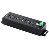 StarTech.com 10-Port Industriële USB 2.0 Hub, Rugged USB Hub met ESD Level 4 Bescherming, DIN/Wand/Bureau-Monteerbare USB-A HUB, Heavy Duty USB Hub met Vergrendelbare Poorten