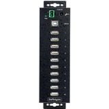 StarTech.com 10-Port Industriële USB 2.0 Hub, Rugged USB Hub met ESD Level 4 Bescherming, DIN/Wand/Bureau-Monteerbare USB-A HUB, Heavy Duty USB Hub met Vergrendelbare Poorten