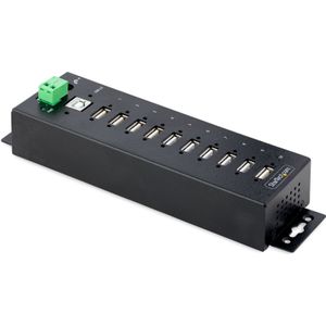 StarTech.com 10-Port Industrial USB 2.0 Hub, Rugged USB Hub w15kV Air8kV Contact ESD Level 4 Protection, DINWallDesk Mountable USB-A Hub, Multiport