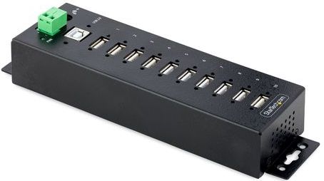 StarTech.com 10-Port Industriële USB 2.0 Hub, Rugged USB Hub met ESD Level 4 Bescherming, DIN/Wand/Bureau-Monteerbare USB-A HUB, Heavy Duty USB Hub met Vergrendelbare Poorten