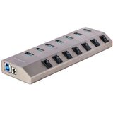 StarTech.com 7-Port Self-Powered USB-C Hub met Individuele On/Off Schakelaars, USB 3.0 5Gbps Expansion Hub met Power Supply, Desktop/Laptop USB-C naar USB-A Hub, USB Type C Hub met BC 1.2