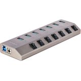 StarTech 7-Port Self-Powered USB-C Hub met Individuele On/Off Schakelaars, USB 3.0 5Gbps Expansion Hub met Power Supply, Desktop/Laptop USB-C naar USB-A Hub, USB Type C Hub met BC 1.2