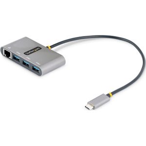 StarTech com 3-poorts USB-C Hub met Ethernet - 3x USB-A - Gigabit Ethernet - USB 3.0 5Gbps - Bus-Powe (USB-C, 3 Havens), Docking station + USB-hub, Grijs