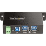 StarTech.com 4-Port Managed USB Hub met 4x USB-A, Heavy Duty met Industriële Stalen Behuizing, ESD & Overspanningsbeveiliging, Wand/Bureau/Din-Rail Montage, USB 3.0/3.1/3.2 Gen 1 5Gbps