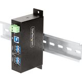 StarTech.com 4-Port Managed USB Hub met 4x USB-A, Heavy Duty met Industriële Stalen Behuizing, ESD & Overspanningsbeveiliging, Wand/Bureau/Din-Rail Montage, USB 3.0/3.1/3.2 Gen 1 5Gbps