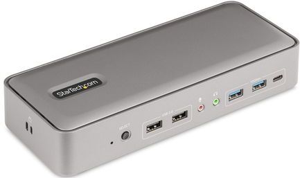 StarTech.com Dual-Laptop USB-C KVM Docking Station, Dual Monitor 4K 60Hz DisplayPort Dock, 5-Port USB Hub, GbE, 90W/45W Power Delivery voor Twee Laptops, Windows/Mac, Dual Host KVM Dock