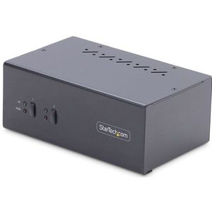 StarTech.com 2-Port Dual-Monitor DisplayPort KVM Switch, 4K 60Hz, 2x USB 5Gbps Hub Ports, 2x USB 2.0 HID Ports, Hotkey en Drukknop Schakelaar, TAA Compliant, ESD Level 3 Bescherming