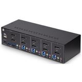 StarTech.com 4-Port Dual-Monitor DisplayPort KVM Switch, 4K 60Hz, 2x USB 5Gbps Hub Ports, 2x USB 2.0 HID Ports, Hotkey/Drukknop Schakeling, TAA Compliant, 3.5mm Audio, HDCP