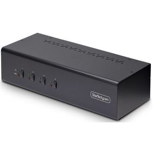 StarTech.com 4-Port Dual-Monitor DisplayPort KVM Switch, 4K 60Hz, 2x USB 5Gbps Hub Ports, 2x USB 2.0 HID Ports, Hotkey/Drukknop Schakeling, TAA Compliant, 3.5mm Audio, HDCP
