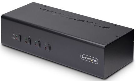 StarTech.com 4-Port Dual-Monitor DisplayPort KVM Switch, 4K 60Hz, 2x USB 5Gbps Hub Ports, 2x USB 2.0 HID Ports, Hotkey/Drukknop Schakeling, TAA Compliant, 3.5mm Audio, HDCP