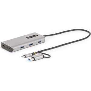 StarTech.com USB-C Multiport Adapter met Ingebouwde USB-C naar USB-A Dongle, Dual HDMI (4K30Hz/1080p60Hz), 3x USB-A 5Gbps, Mini Travel Dock, Laptop Docking Station, 40cm Kabel