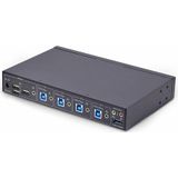 StarTech.com 4-Port KM Switch met Mouse Roaming, USB Switch voor Toetsenbord/Muis, 3.5mm/USB Audio, Randapparatuur delen voor 4 Computers, TAA Compliant