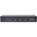 StarTech.com 4-Port KM Switch met Mouse Roaming, USB Switch voor Toetsenbord/Muis, 3.5mm/USB Audio, Randapparatuur delen voor 4 Computers, TAA Compliant