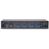 StarTech.com 4-Port KM Switch met Mouse Roaming, USB Switch voor Toetsenbord/Muis, 3.5mm/USB Audio, Randapparatuur delen voor 4 Computers, TAA Compliant