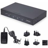 StarTech.com 4-Port KM Switch met Mouse Roaming, USB Switch voor Toetsenbord/Muis, 3.5mm/USB Audio, Randapparatuur delen voor 4 Computers, TAA Compliant