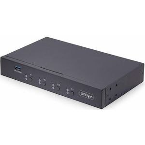 StarTech.com 4-Port KM Switch met Mouse Roaming, USB Switch voor Toetsenbord/Muis, 3.5mm/USB Audio, Randapparatuur delen voor 4 Computers, TAA Compliant