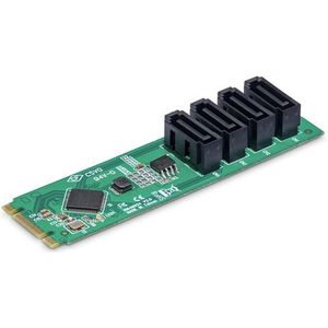 StarTech - Adap 4-poorts M.2 naar SATA-adapterkaart - Zwart - Inclusief SATA-kabels