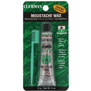 Clubman Pinaud Snorwax Lichtbruin - Houdt de haren op z'n plek. - Perfect voor snorren, baarden, bakkebaarden en wenkbrauwen