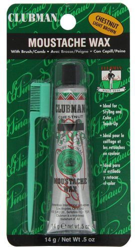 Clubman Pinaud Snorwax Lichtbruin - Houdt de haren op z'n plek. - Perfect voor snorren, baarden, bakkebaarden en wenkbrauwen