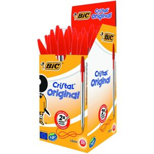 BIC Cristal Original Balpennen - Rood - Doos van 50 Stuks - Medium Punt 1 mm