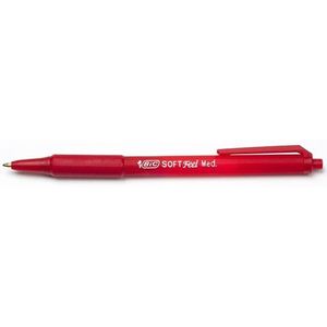 BIC Soft Feel Balpennen met Kliksysteem - Rood - Doos van 12 Stuks - Medium Punt 1 mm