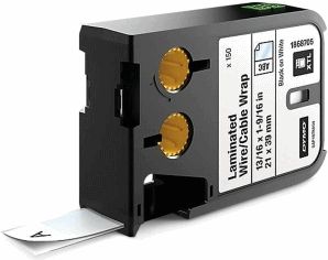DYMO - XTL - Gelamineerde Draad-/Kabelwikkel - Zwart op Wit - 21 mm x 39 mm