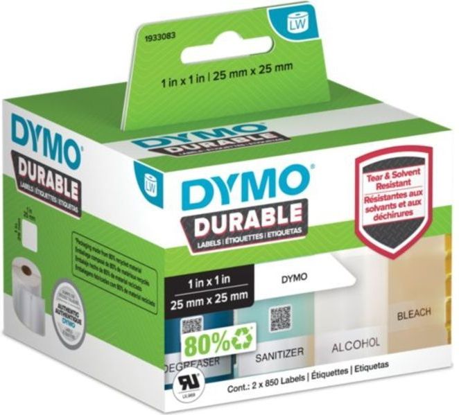 DYMO® LW labels (25 mm x 25 mm) met polypropyleen, 1700 labels