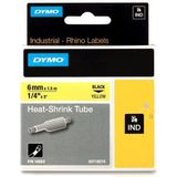 DYMO Rhino industriële Heat-Shrink Tube-labels | 6 mm x 1,5 m | zwarte afdruk op geel | voor Rhino labelprinters