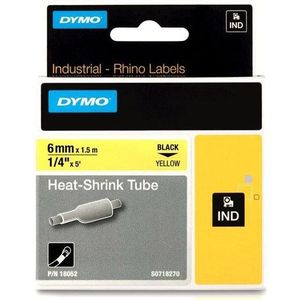 DYMO Rhino industriële Heat-Shrink Tube-labels | 6 mm x 1,5 m | zwarte afdruk op geel | voor Rhino labelprinters