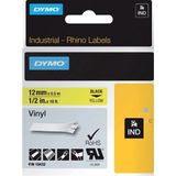 Dymo S0718450 / 18432 IND Rhino tape vinyl zwart op geel 12 mm (origineel)