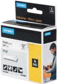 Dymo RHINO vinyltape 19 mm, zwart op wit