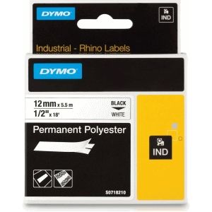 Dymo - S0718210 - Tape - Zwart op Wit - 12 mm - Polyester - Permanent