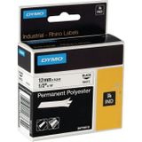 Dymo S0718220 / 18484 IND Rhino tape permanent polyester zwart op wit 19 mm (origineel)