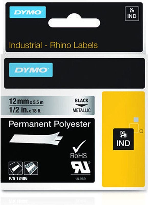 Dymo - Rhino Tape IND - Etiketteringstape - Zilver - 12 mm