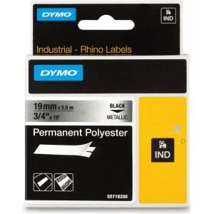 DYMO RHINO TAPE PERM. POLYESTER 19MM METALL.