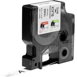 Dymo - Tape Rhinopro Flexibel Nylon - 12mm - Zwart/Wit - Industriële Kleefstof