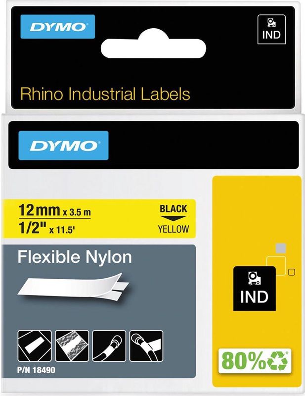 Dymo 18490 (S0718080) - (12 mm) - Schwarz auf gelb - Tape