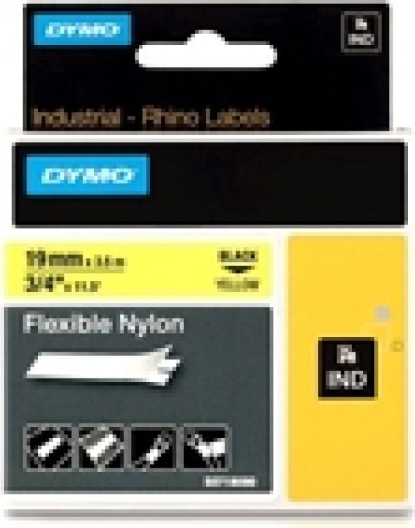 Dymo - RhinoPRO - Flexibel Nylon Lint - Zwart - Rol 1,9 cm x 3,5 m