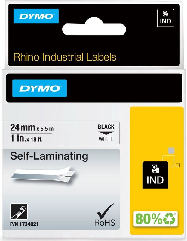 DYMO - Rhino - Labeltape - Wit - 24mm - Zelflaminerende Labels