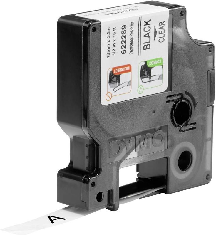 Dymo - Etiketteringstape - 12mm - Zwart op Licht - Permanent Polyester