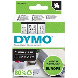 Dymo S0720670 / 40910 tape zwart op transparant 9 mm (origineel)