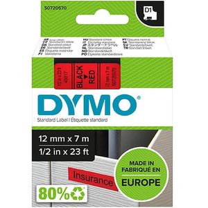 Dymo - S0720570 - Tape - Zwart op Rood - 12 mm - Origineel