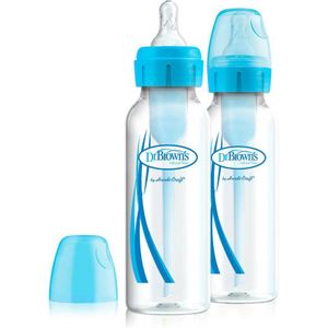 Dr. Brown's Options+ Anti-Colic Babyfles - Smalle halsfles - 250ml - Blauw - 2 stuks