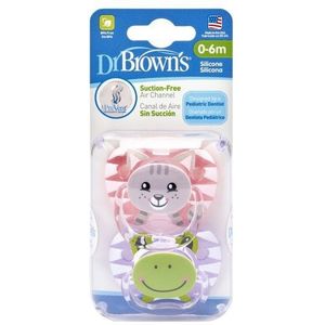Dr. Brown's Speen Fase 1 Roze 2-pack animal faces