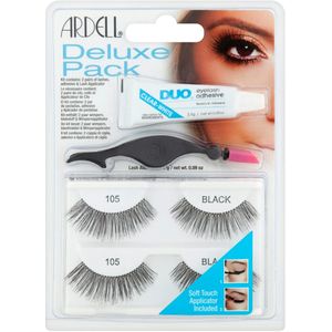 Ardell - Eyelash Deluxe Pack 105 - Nepwimpers - Zwart - 2 paar + 2,5 g + 1 st