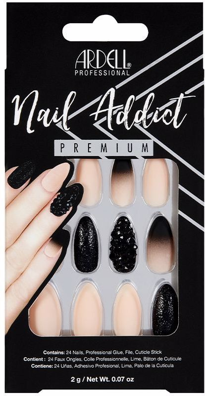 Ardell - Nail Addict - Kunstnagels - Zwarte Stud & Roze Ombre - 24 stuks